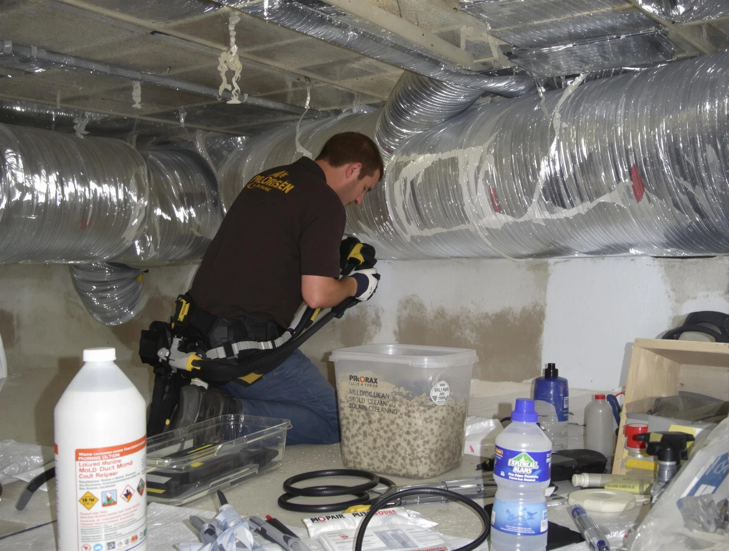 Pine Air Duct Cleaning specialist performing professional mold removal from air ducts in Pine