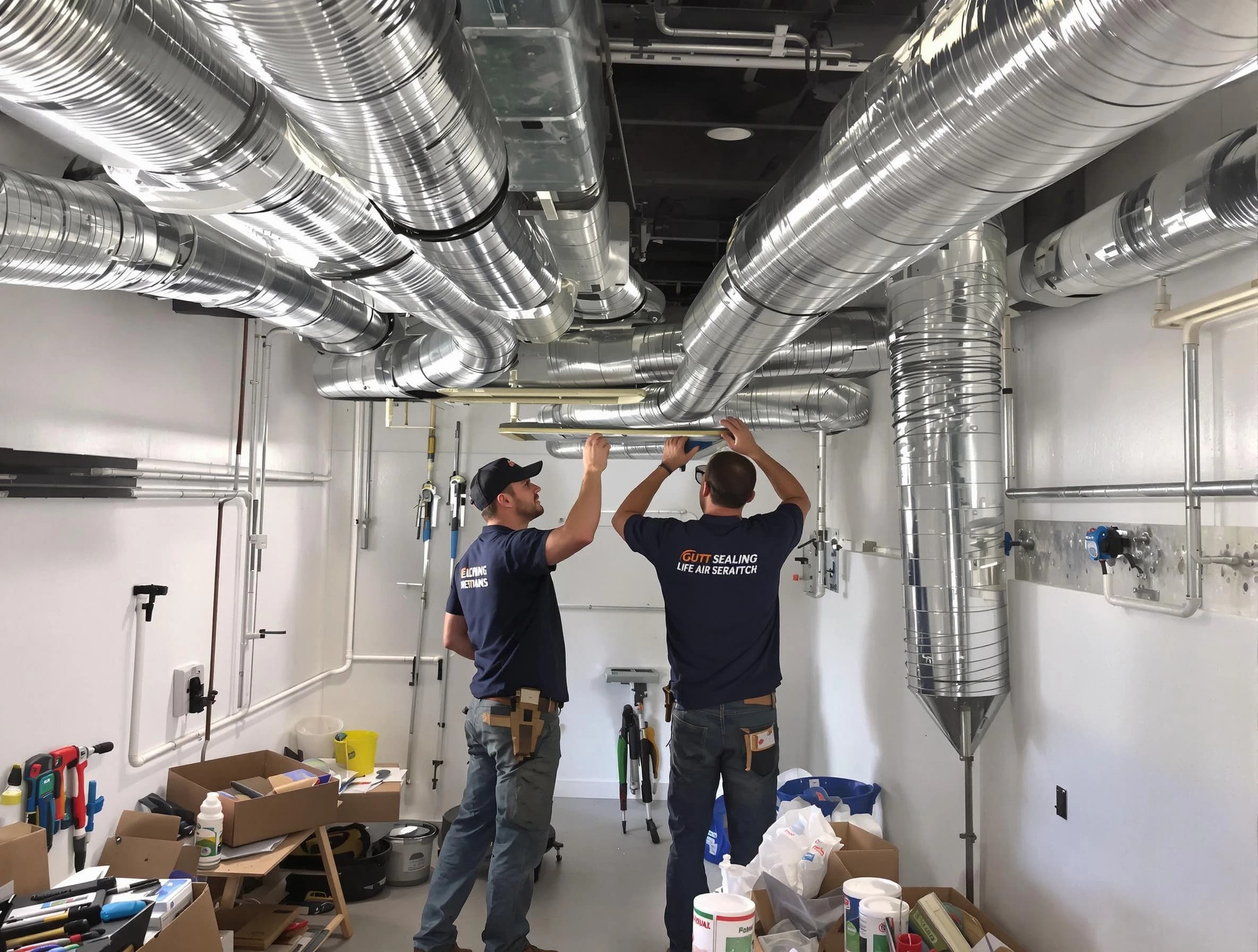 Pine Air Duct Cleaning technician applying professional duct sealing solutions in Pine