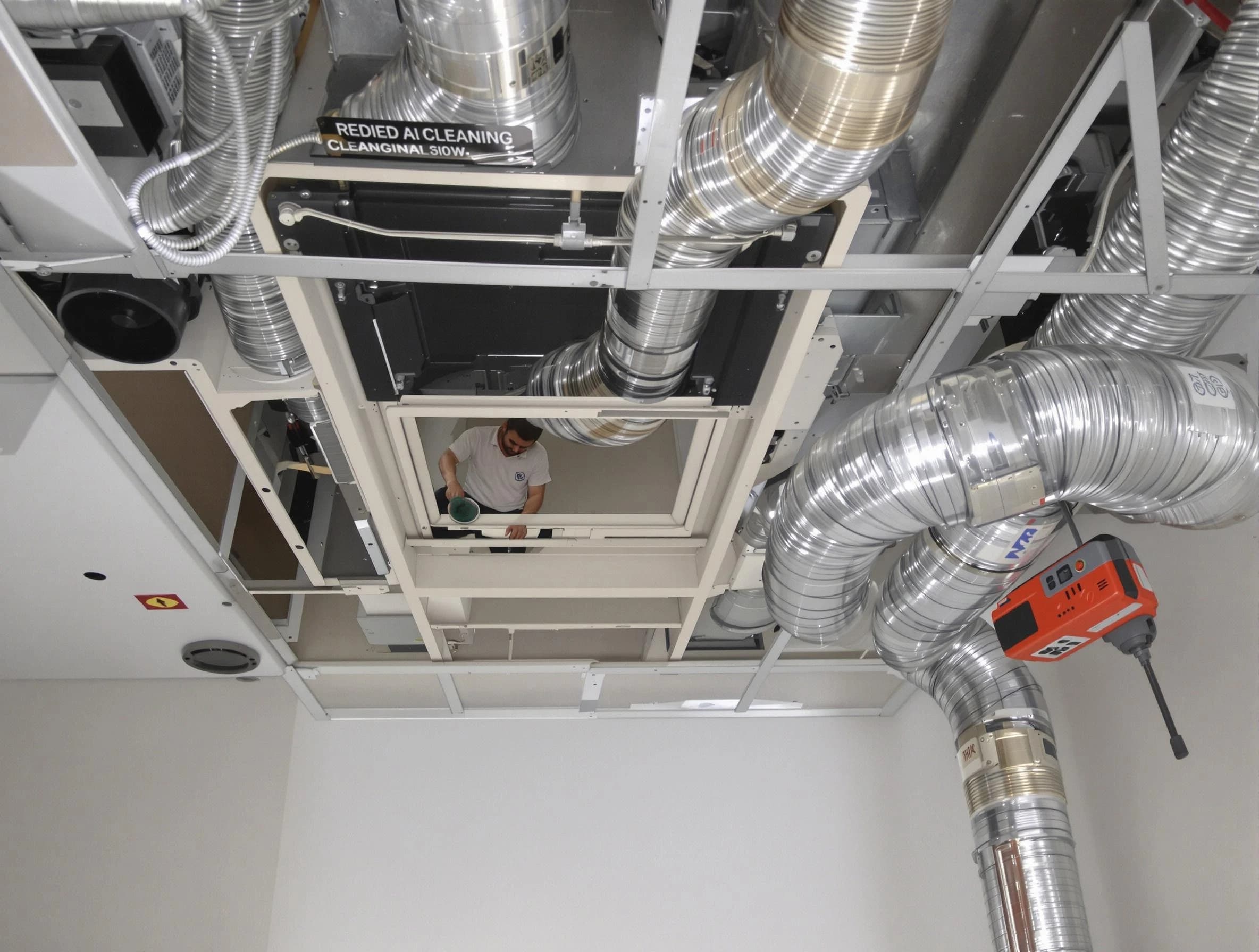 Pine Air Duct Cleaning technician performing detailed central duct system cleaning in Pine
