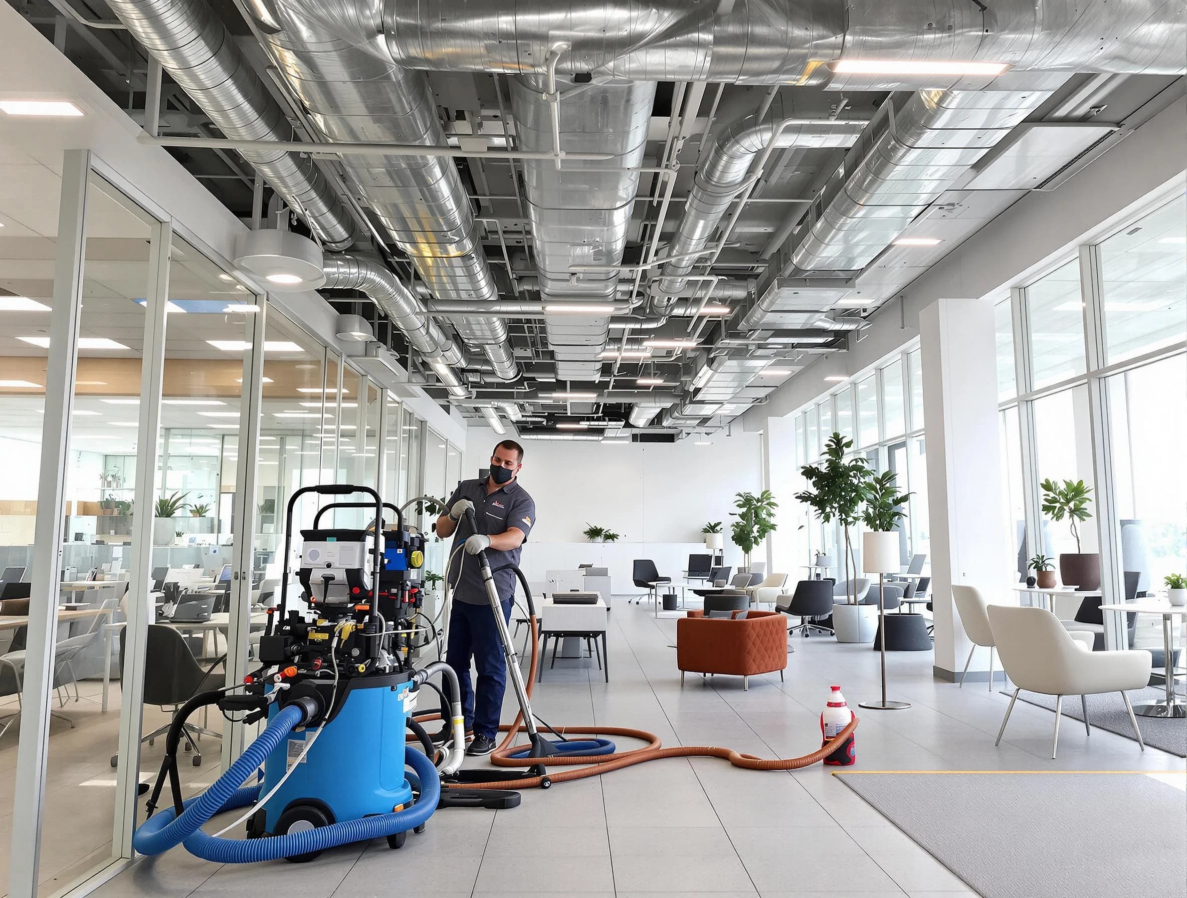 Pine Air Duct Cleaning team conducting comprehensive commercial duct cleaning at a business location in Pine