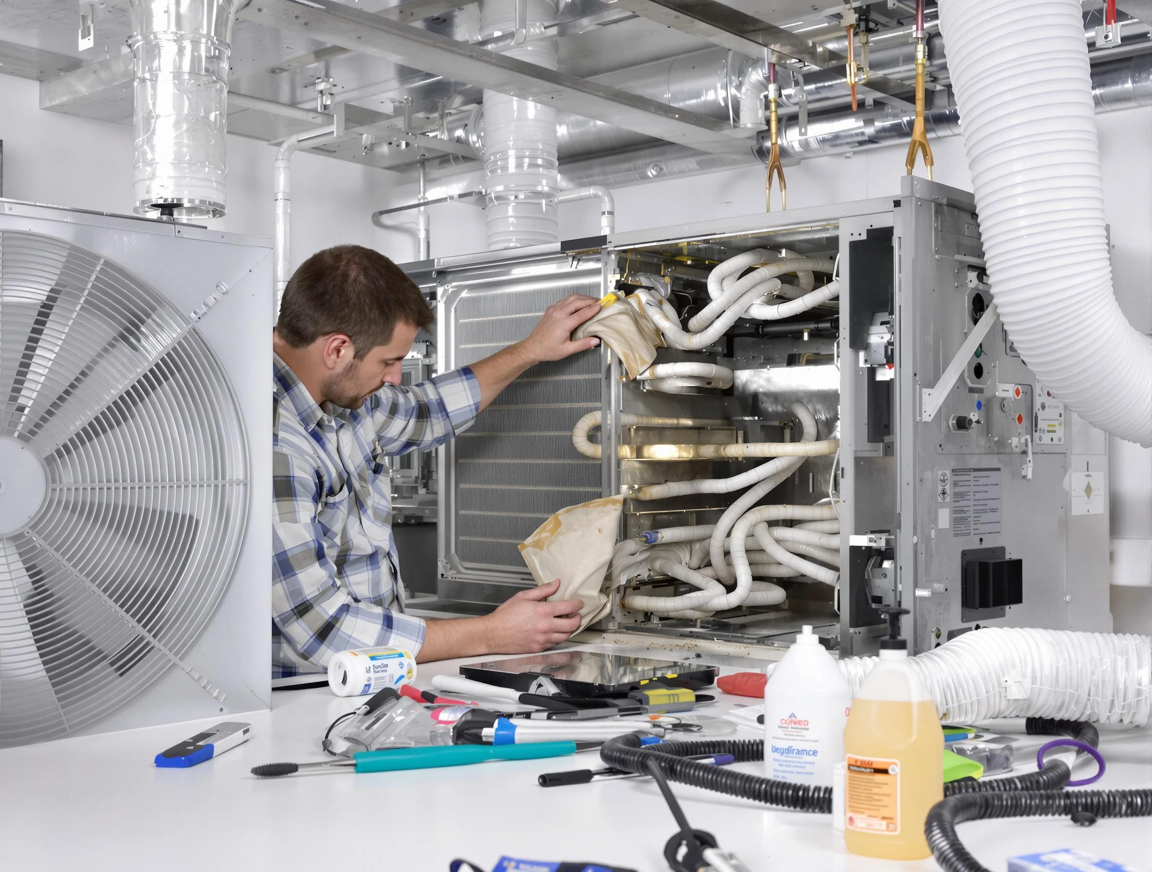 Pine Air Duct Cleaning specialist performing precision AC coil cleaning in Pine