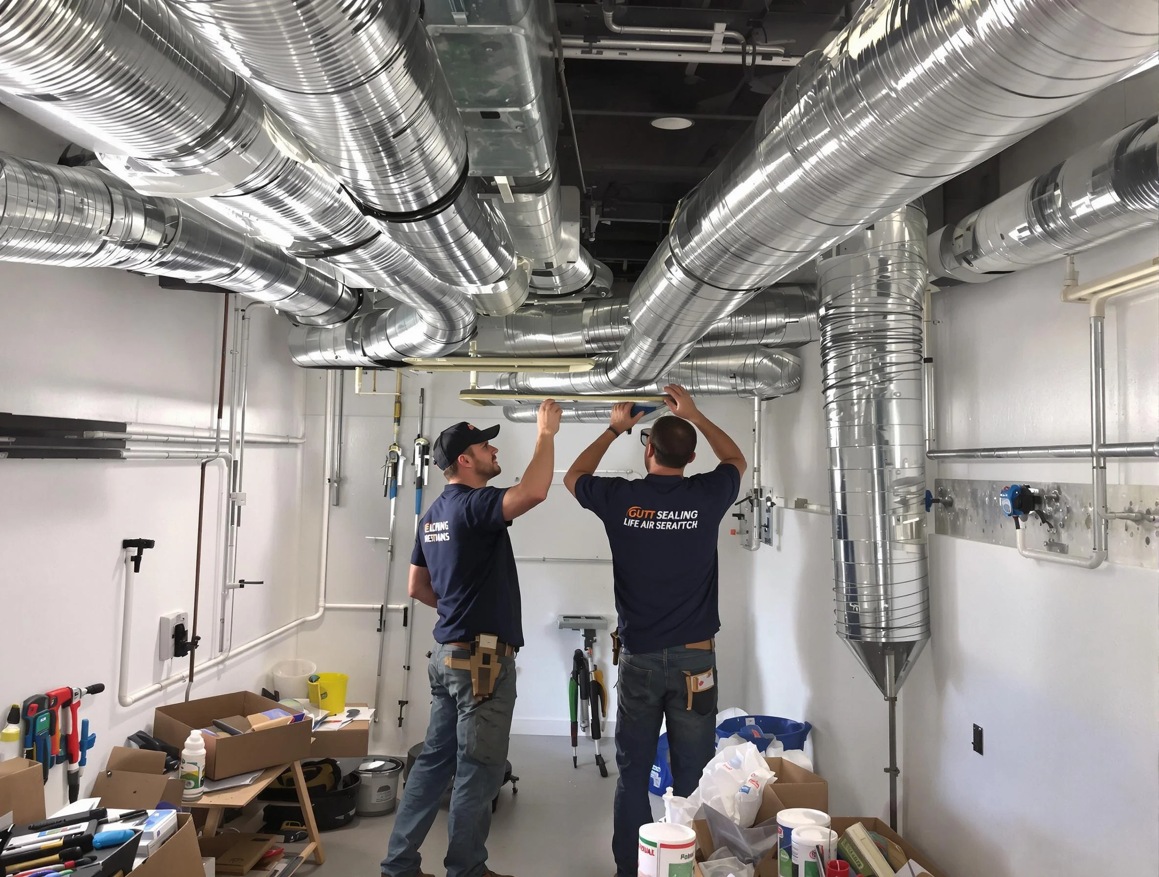 Pine Air Duct Cleaning technician applying professional duct sealing solutions in Pine